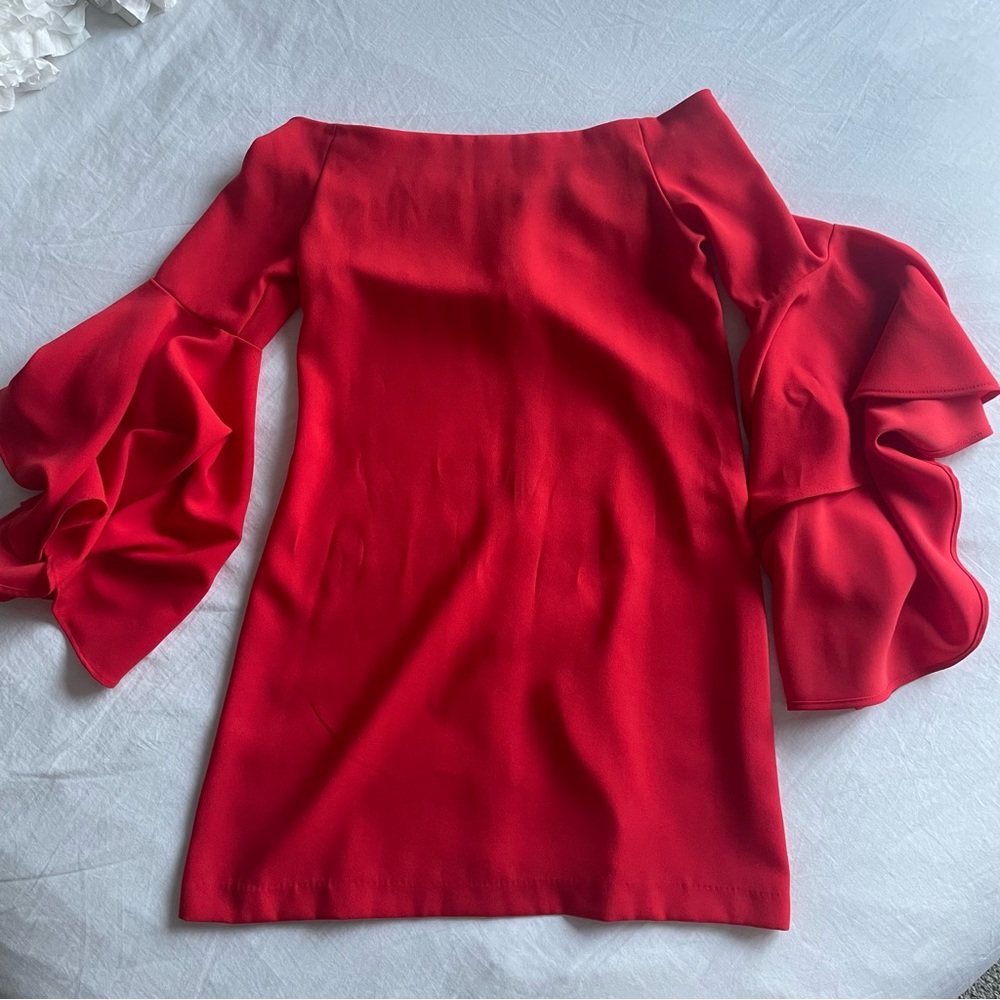 Red Off the Shoulder Mini Dress